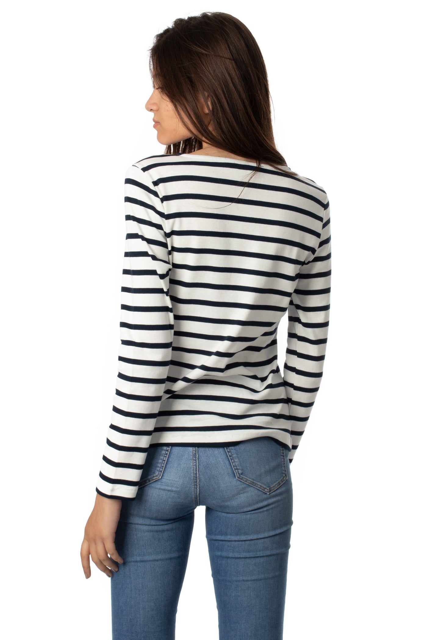 chassca boat neck striped  t-shirt with love print - Breakmood