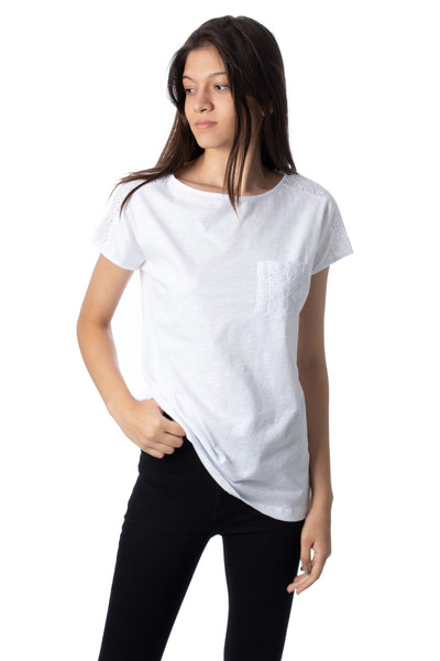 chassca boat neck t-shirt with lace details - Breakmood