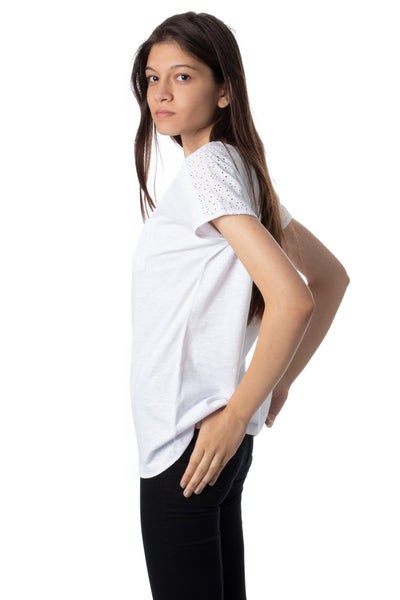 chassca boat neck t-shirt with lace details - Breakmood