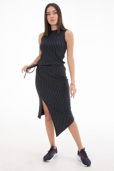 Chassca Bias Cut Sleeveless Striped Dress
