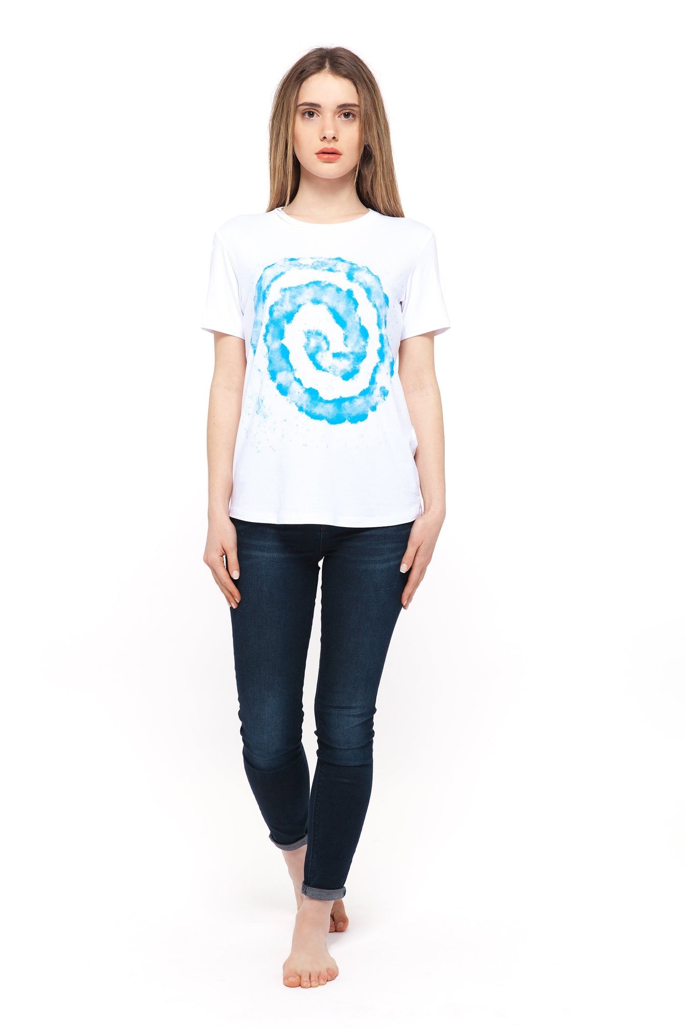 hill&dale basic crew-neck t-shirt with spiral print top hill & dale 