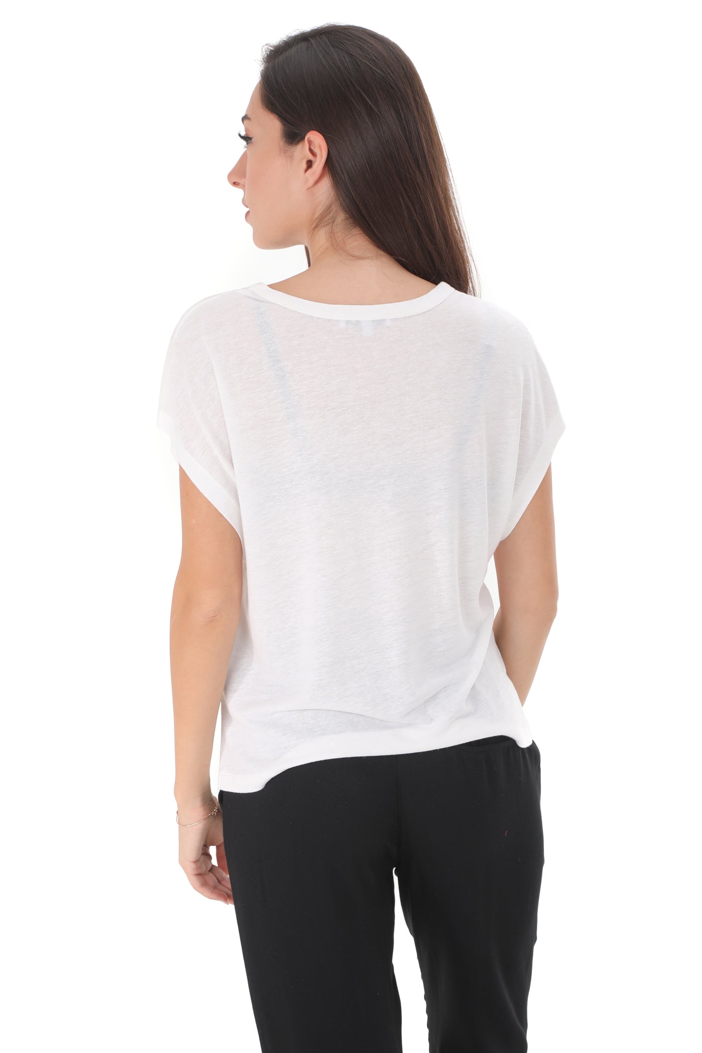 Chassca Sleeveless Viscose & Linen T-Shirt