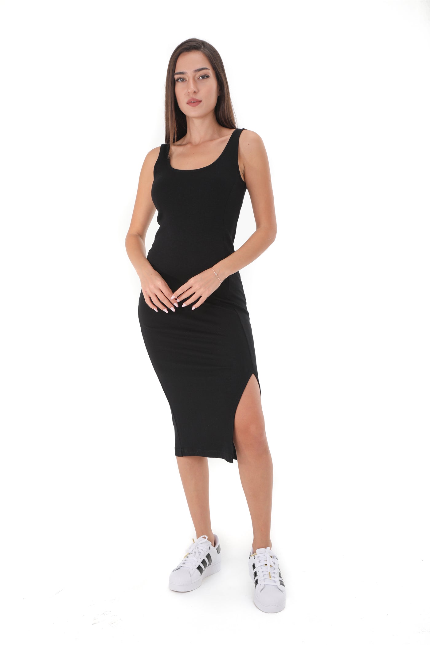 Chassca Rib Tank Dress With Side Slit
