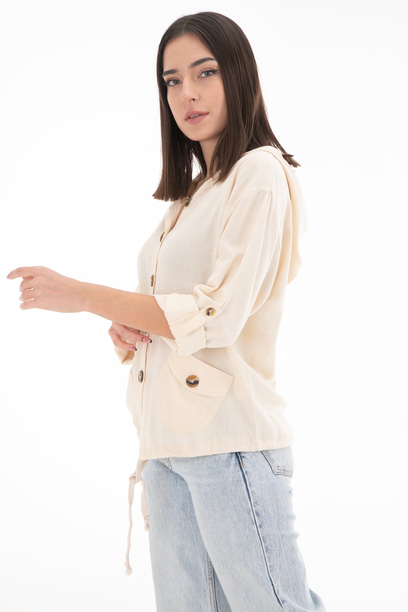 Chassca Cotton Shirt Jacket With Hood