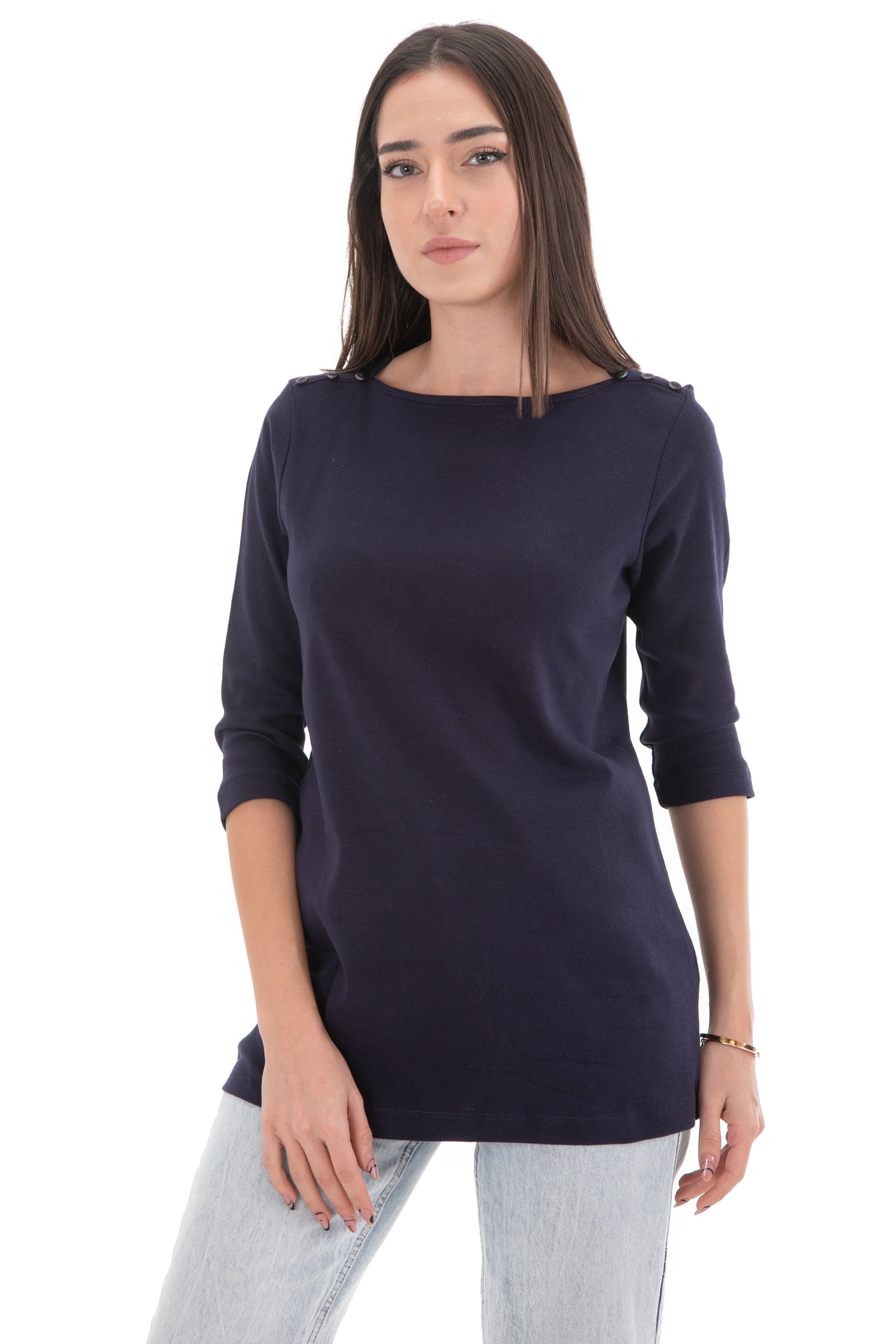 Chassca Boat Neck 3/4 Sleeve Long T-Shirt
