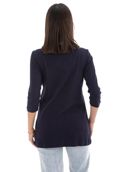 Chassca Boat Neck 3/4 Sleeve Long T-Shirt