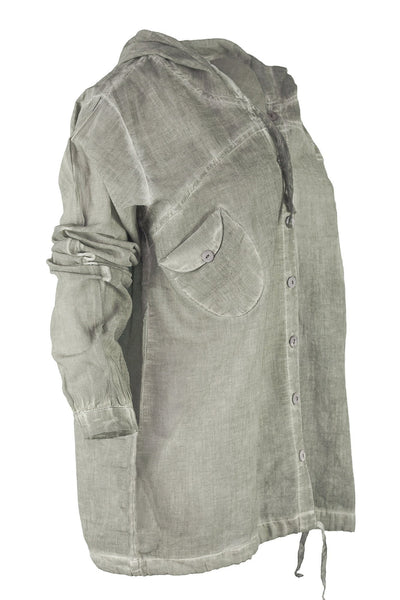 garment dyed khaki shirt with hood top ipekci 