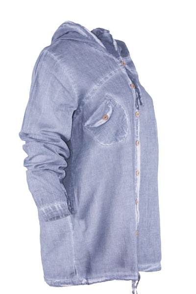 garment dyed denim color shirt with hood top ipekci 