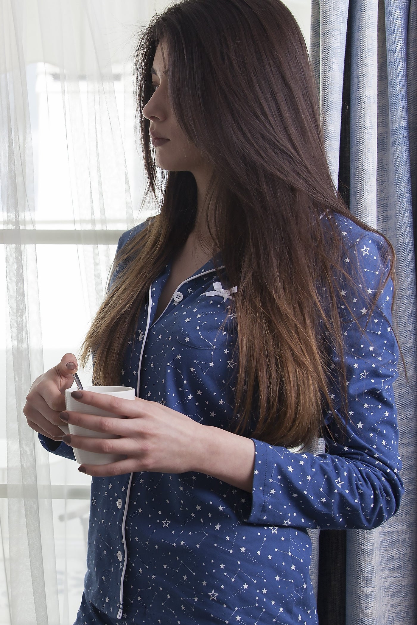 Chassca Jacket & Pant Pyjama Set With Galaxy Print