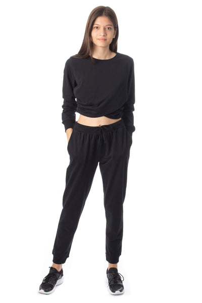 chassca cropped wrap sweat & jogger set - Breakmood