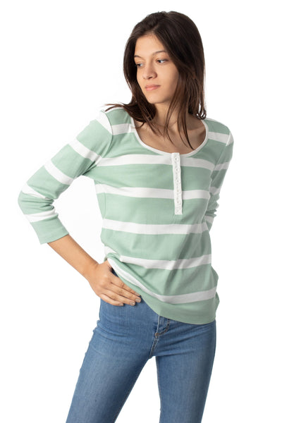 chassca  boat neck with button striped  t-shirt - Breakmood