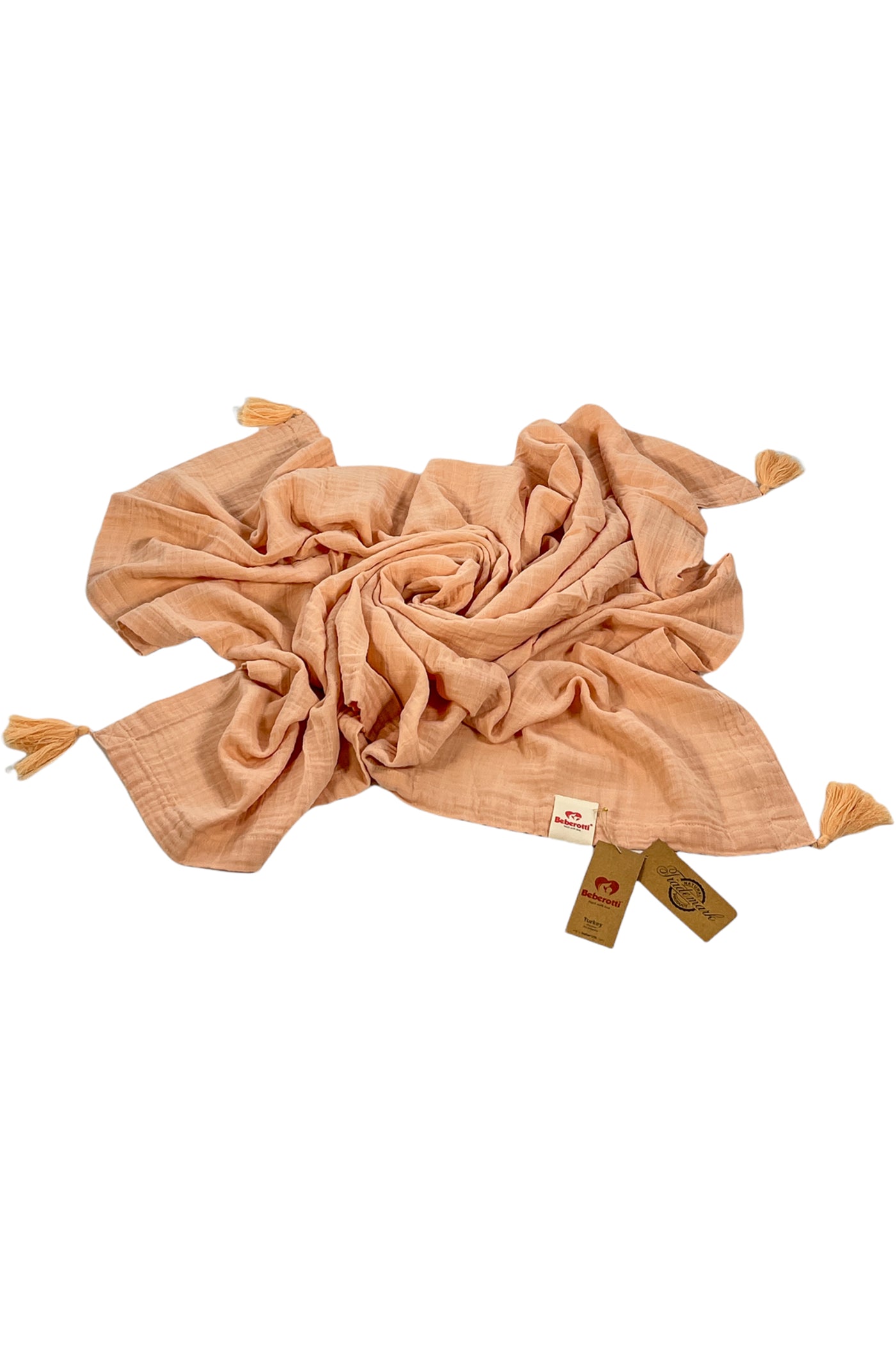 Beberotti Organic Tasseled Muslin Baby Blanket, 105x145 cm