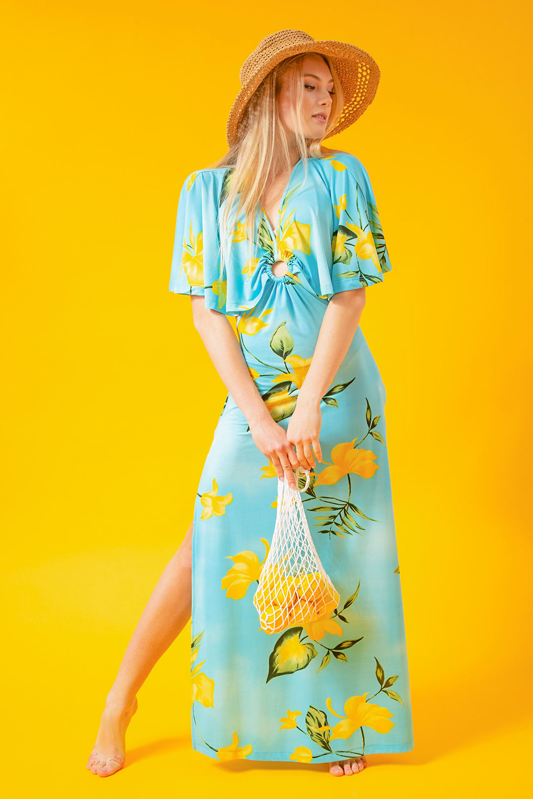 Chassca Printed Maxi Beach Dress With Ring Detail
