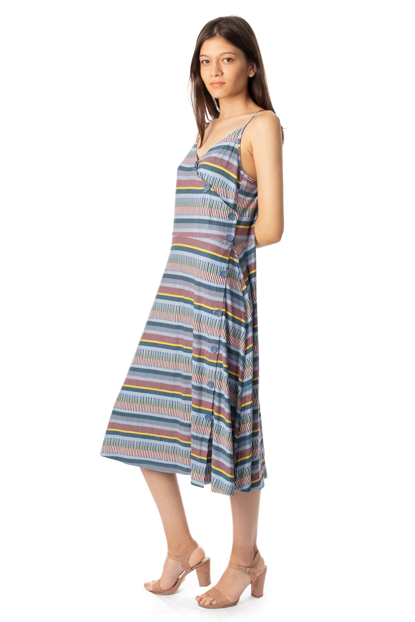 chassca printed midi stripy sun dress - Breakmood