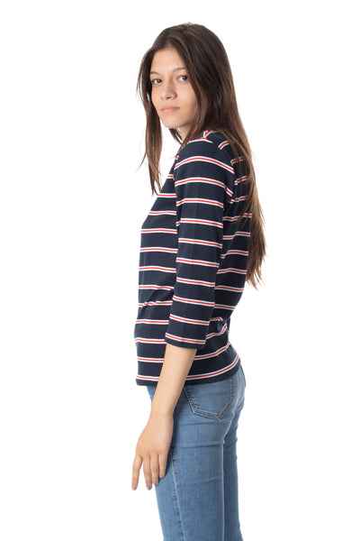 Chassca Crew-Neck Striped 3/4 Sleeve T-Shirt