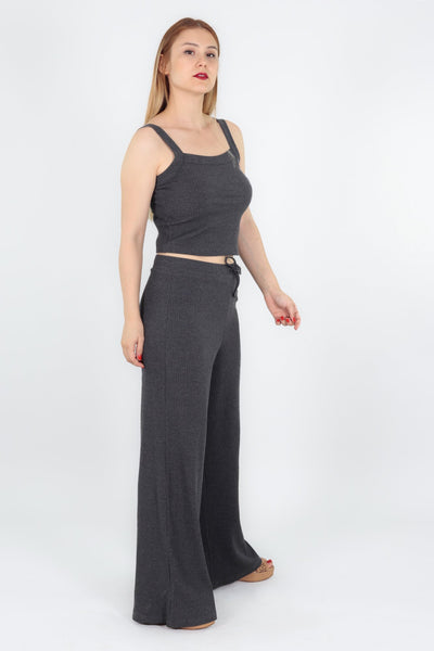 chassca antra marl singlet top with wide leg pant - Breakmood