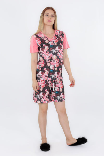 chassca floral printed t-shirt & short pyjama  set - Breakmood