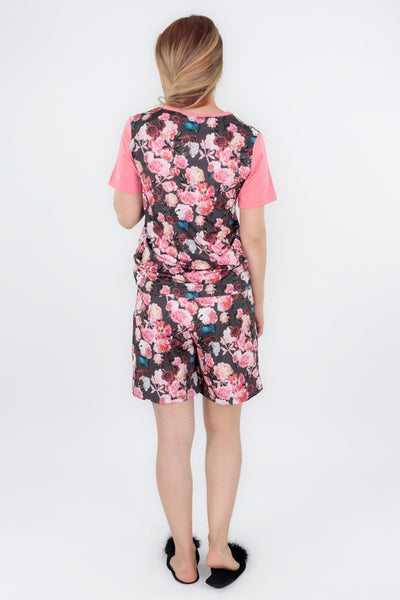 chassca floral printed t-shirt & short pyjama  set - Breakmood