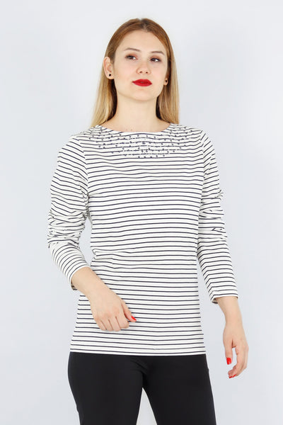 chassca boat neck striped  t-shirt with sequin embellishment - Breakmood