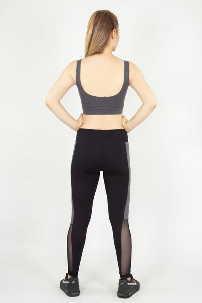 Hill & Dale Legging In Black/Antra With Lace Trim