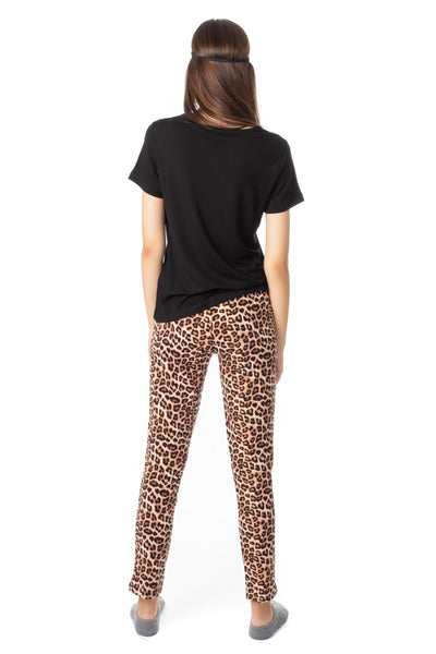 chassca leopard and black t-shirt & pant pyjama set with sleep mask - Breakmood