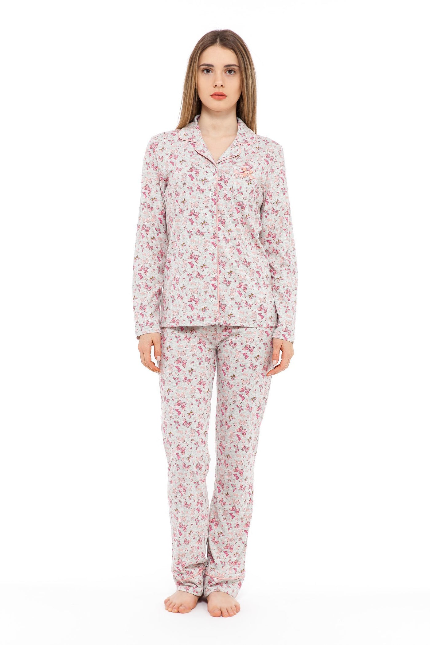 chassca jacket & pant pyjama set with butterfly print - Breakmood