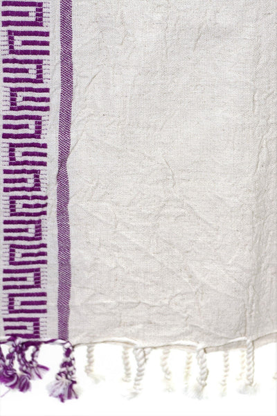 antique cotton-linen peshtemal with purple bordure - Breakmood