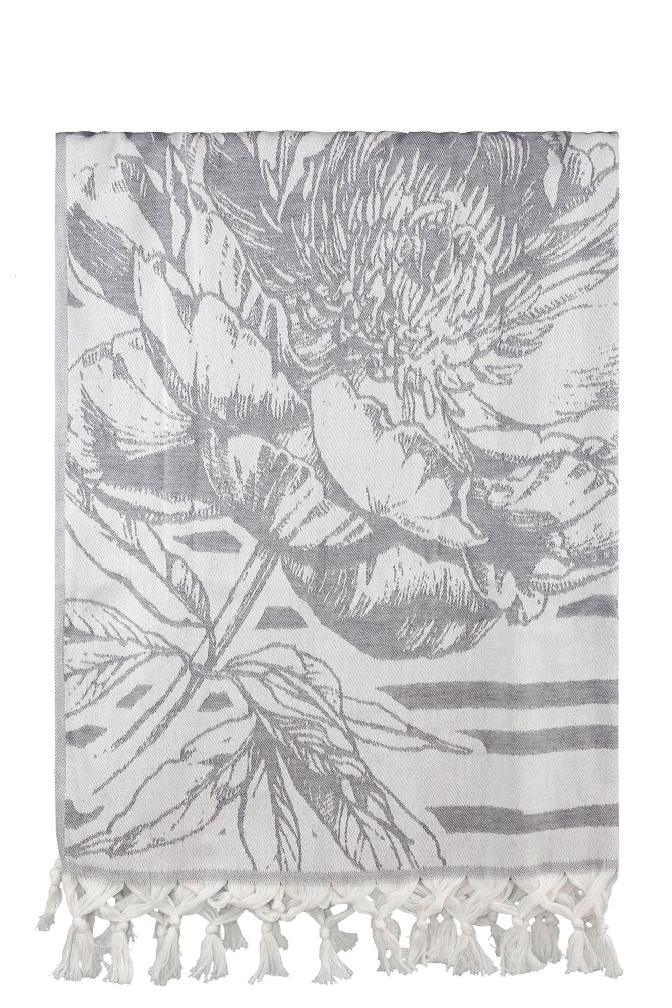 grey flower jacquard peshtemal turkish towels dost 