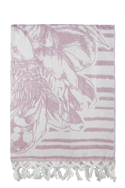 pink flower jacquard peshtemal turkish towels dost 