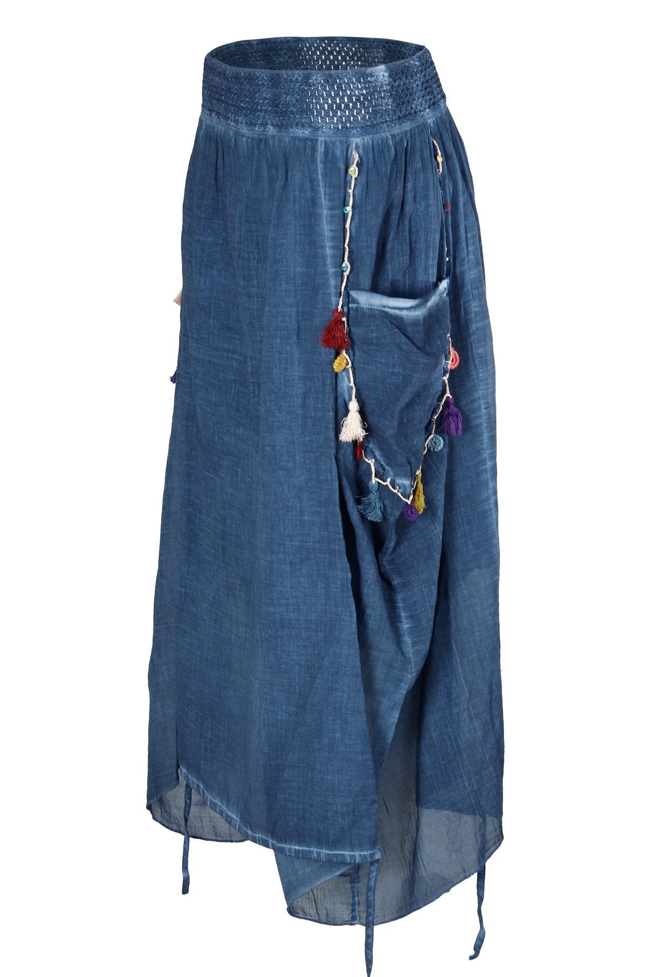 garment dyed denim blue authentic maxi skirt bottoms ipekci 